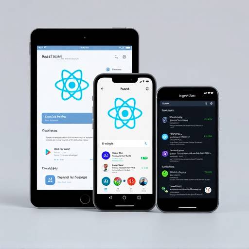 Una aplicaci√≥n m√≥vil desarrollada con React Native mostrada en varios dispositivos, representando el desarrollo de aplicaciones multiplataforma.